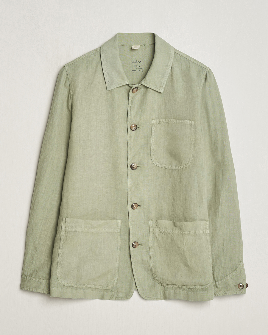 Uomini | Camicie | Altea | Linen Shirt Jacket Olive