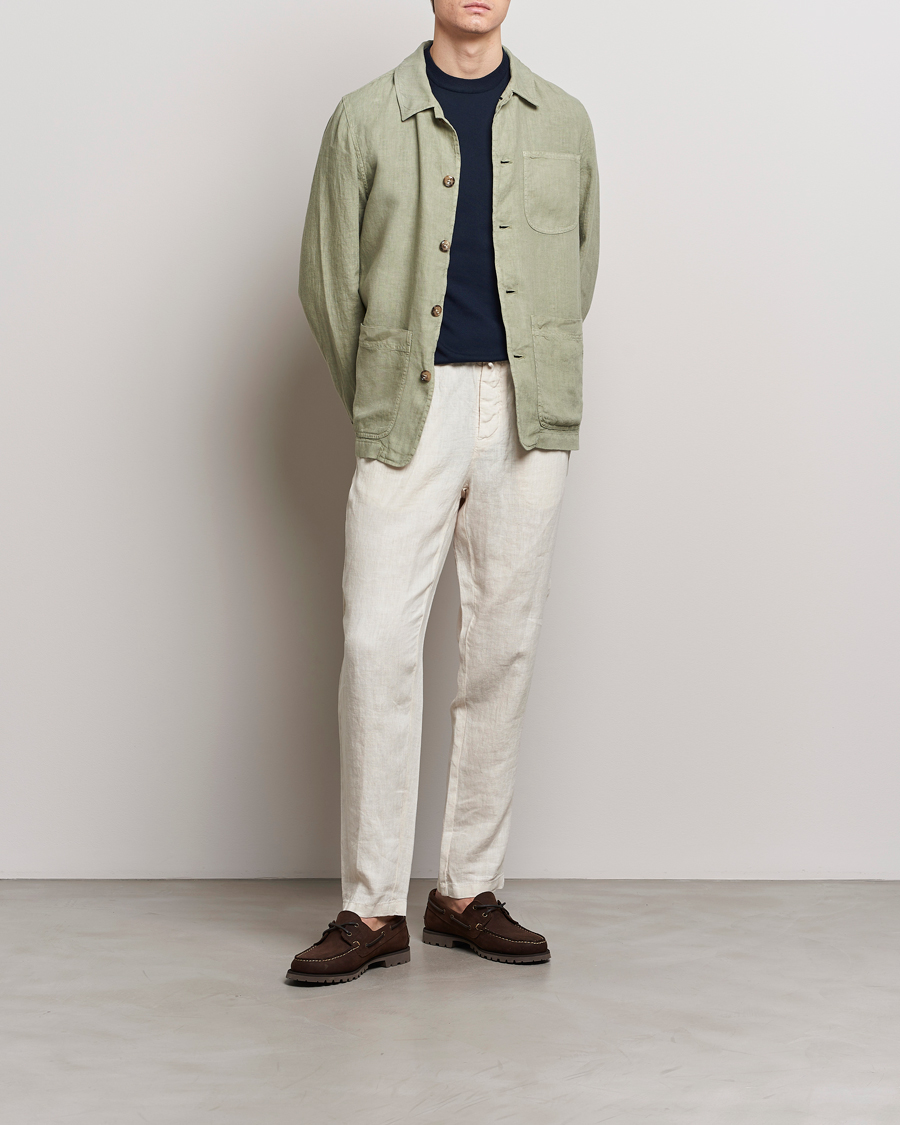 Uomini | Camicie | Altea | Linen Shirt Jacket Olive