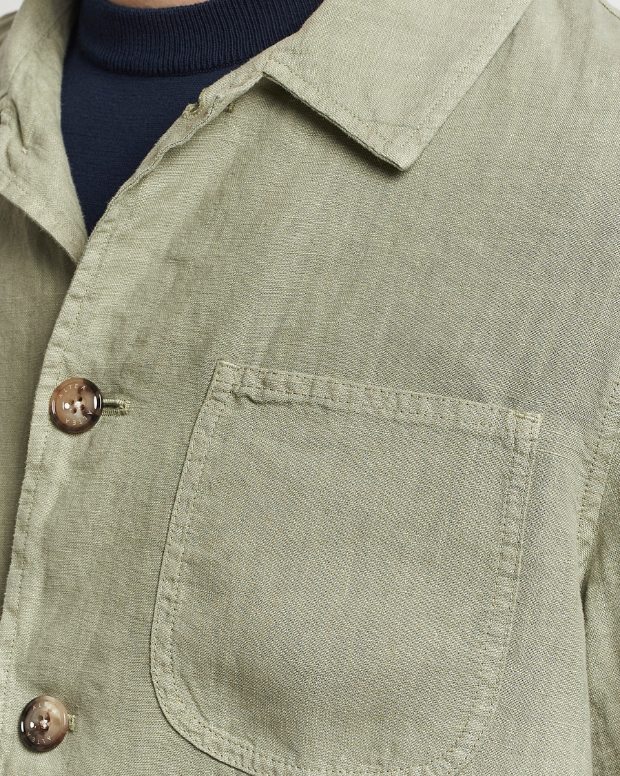 Uomini | Camicie | Altea | Linen Shirt Jacket Olive