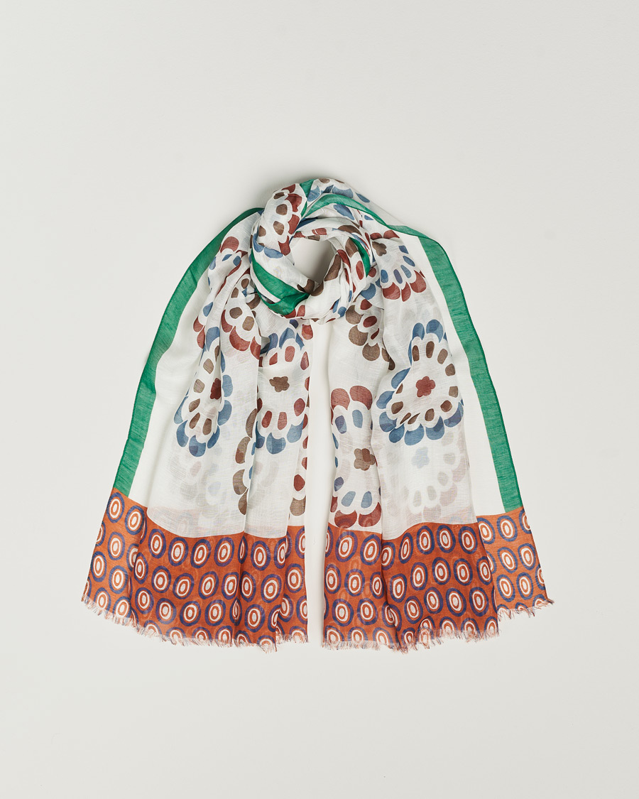 Uomini | Altea Printed Linen Scarf Green/Orange | Altea | Printed Linen Scarf Green/Orange