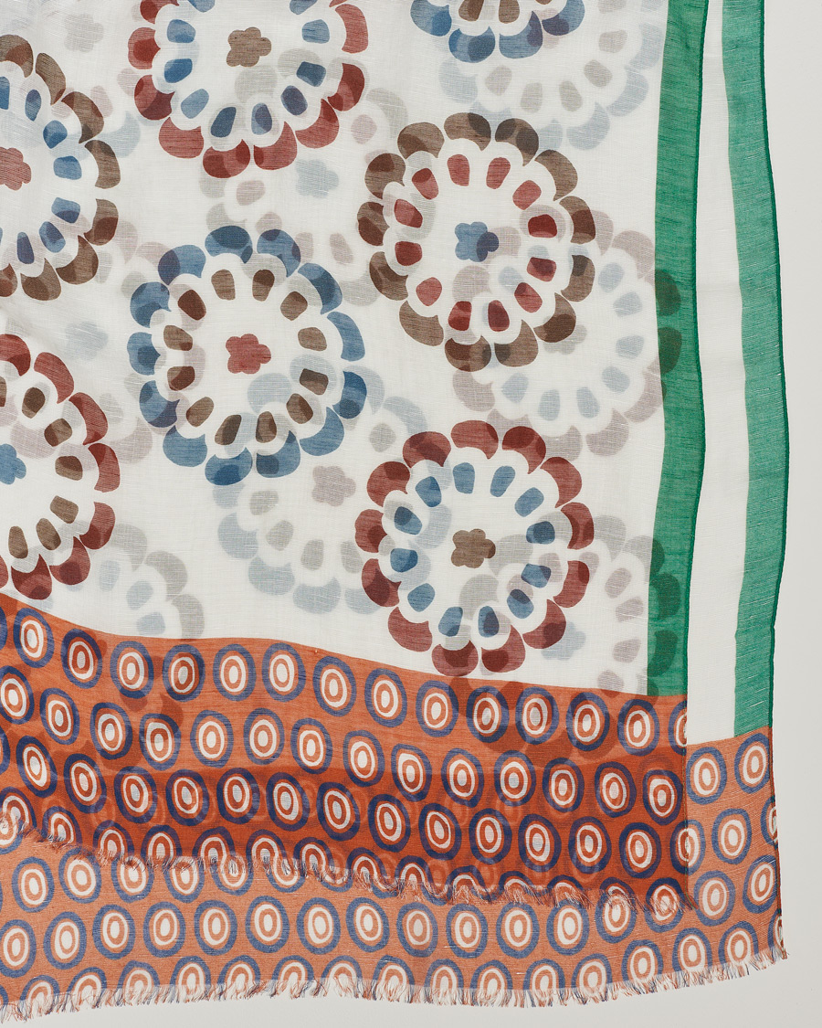 Uomini | Altea Printed Linen Scarf Green/Orange | Altea | Printed Linen Scarf Green/Orange