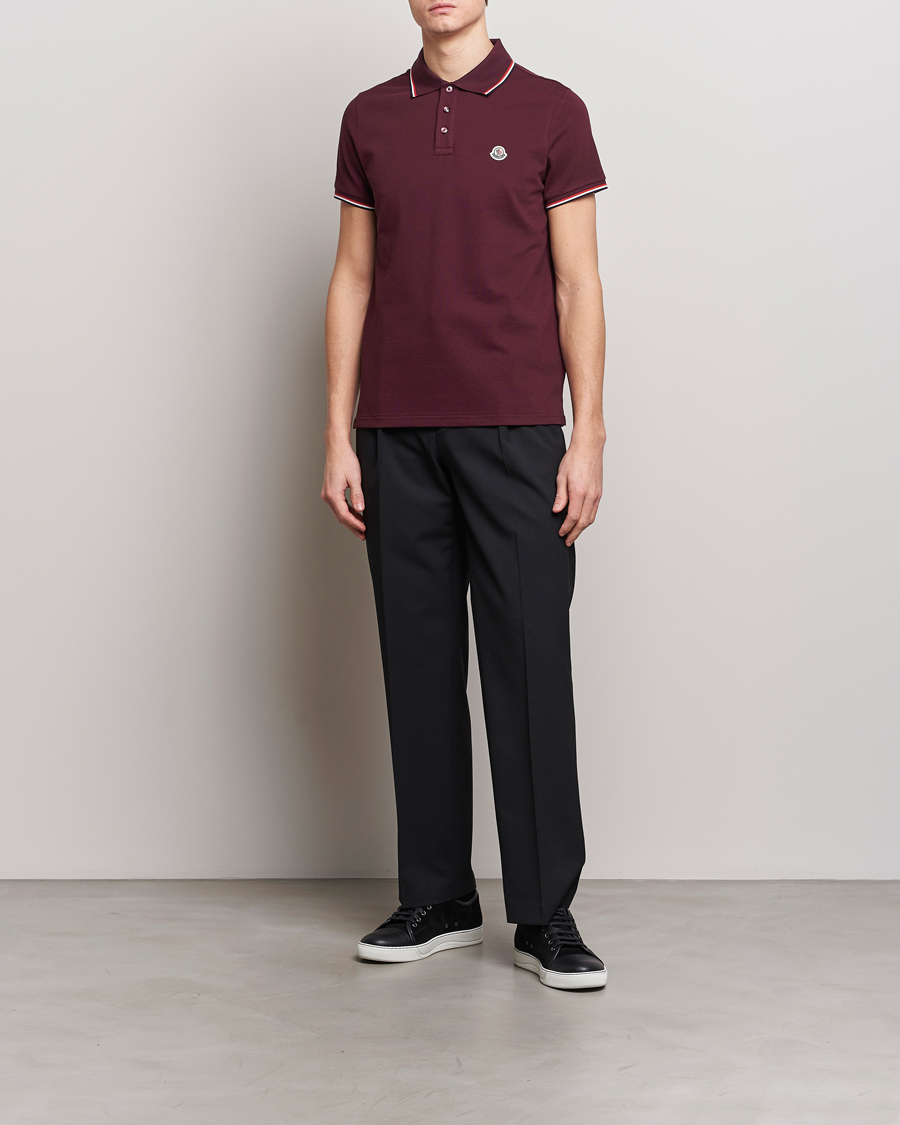 Uomini | Polo | Moncler | Contrast Rib Polo Burgundy
