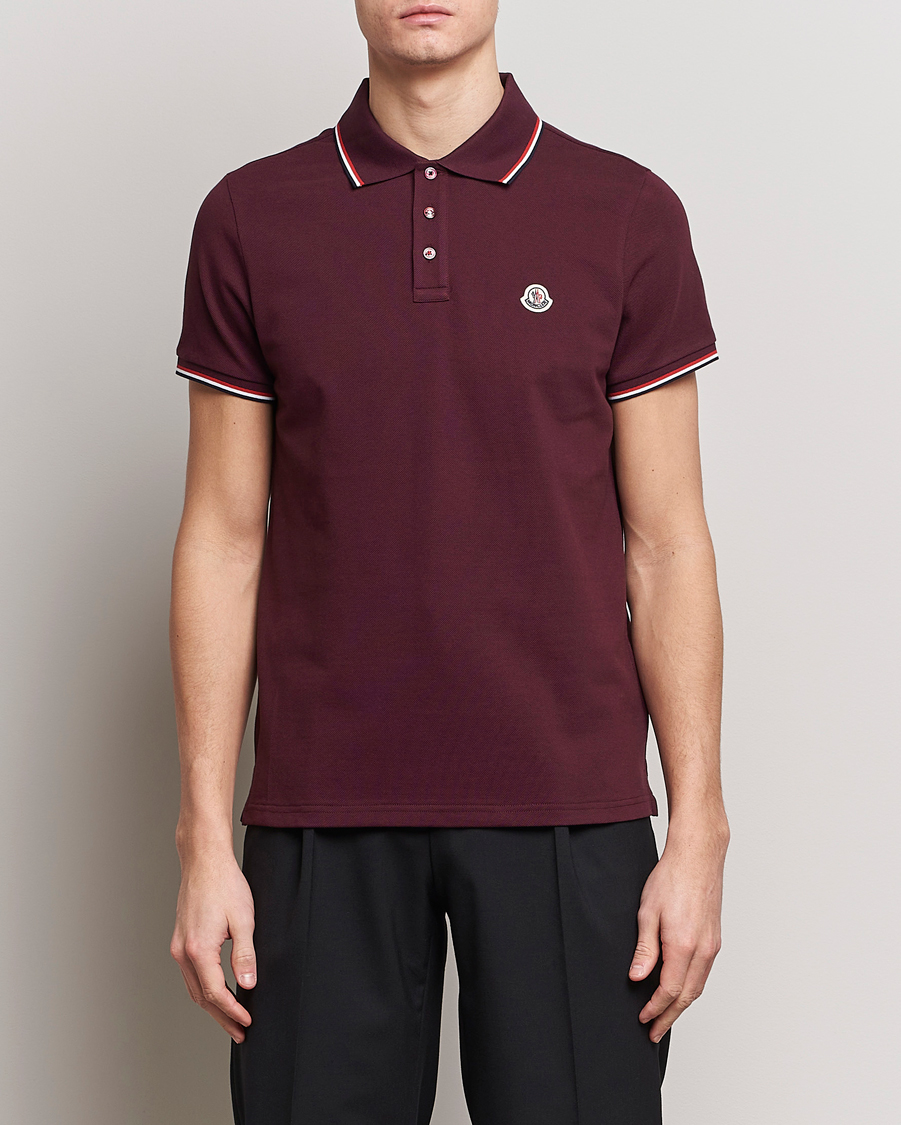Uomini | Polo | Moncler | Contrast Rib Polo Burgundy
