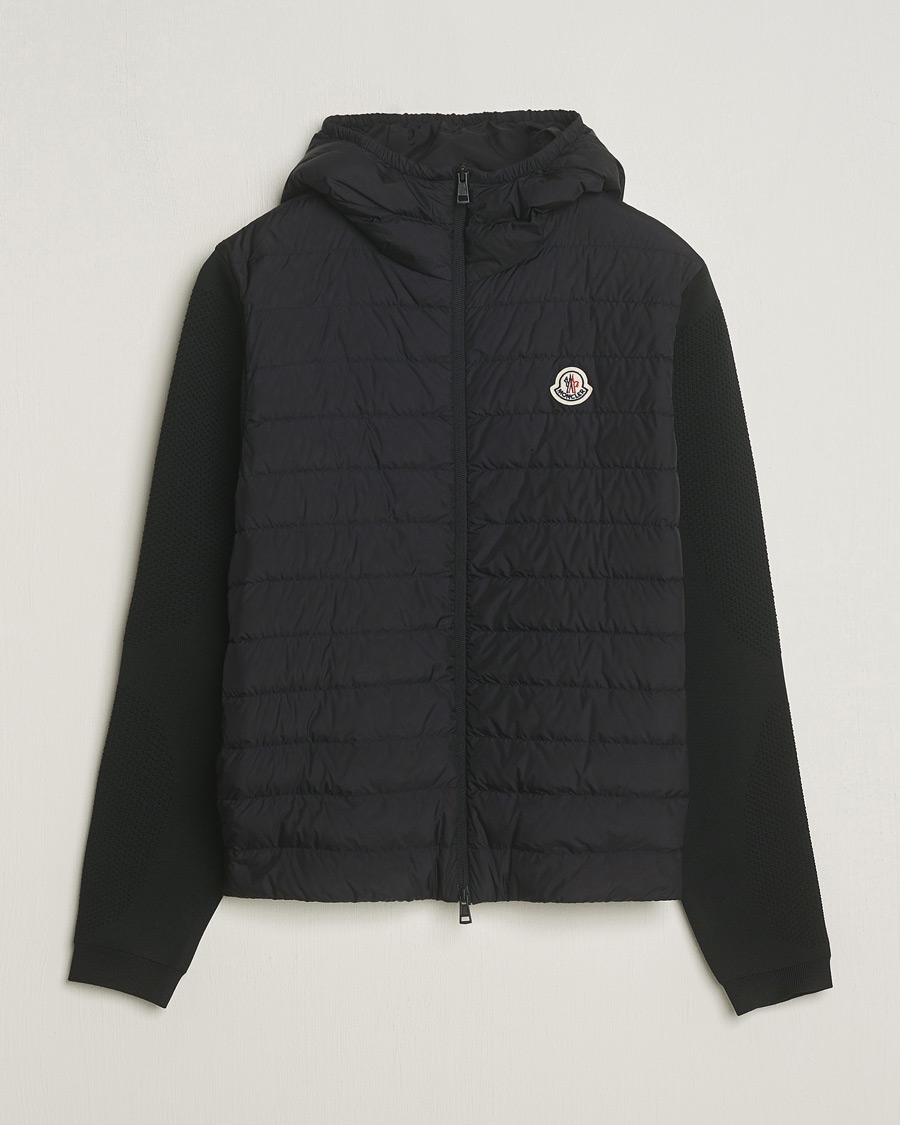 Uomini | Maglieria | Moncler | Hooded Hybrid Zip Cardigan Black