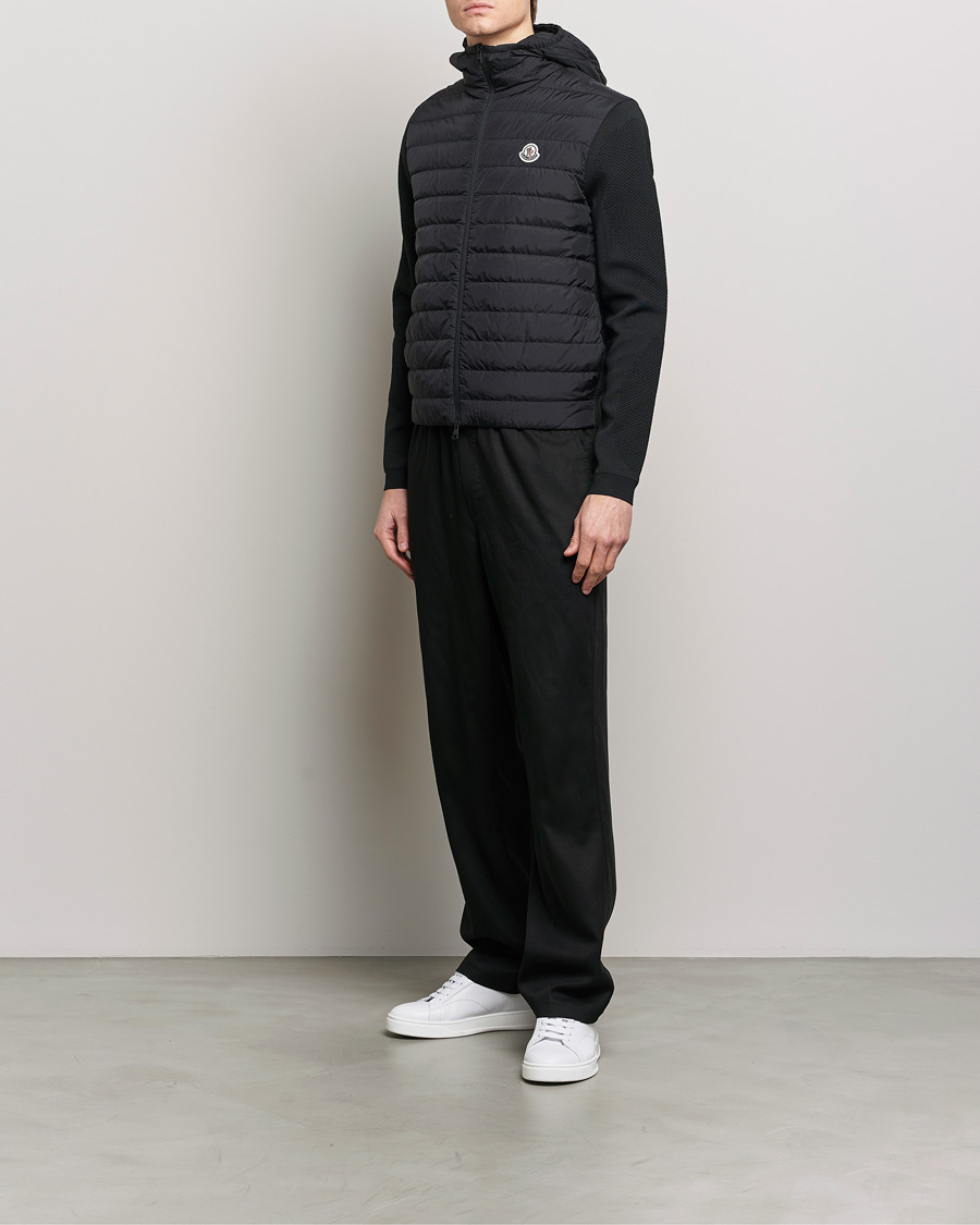 Uomini | Maglieria | Moncler | Hooded Hybrid Zip Cardigan Black