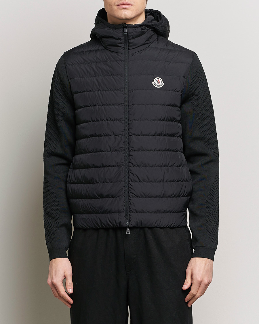 Uomini | Maglieria | Moncler | Hooded Hybrid Zip Cardigan Black