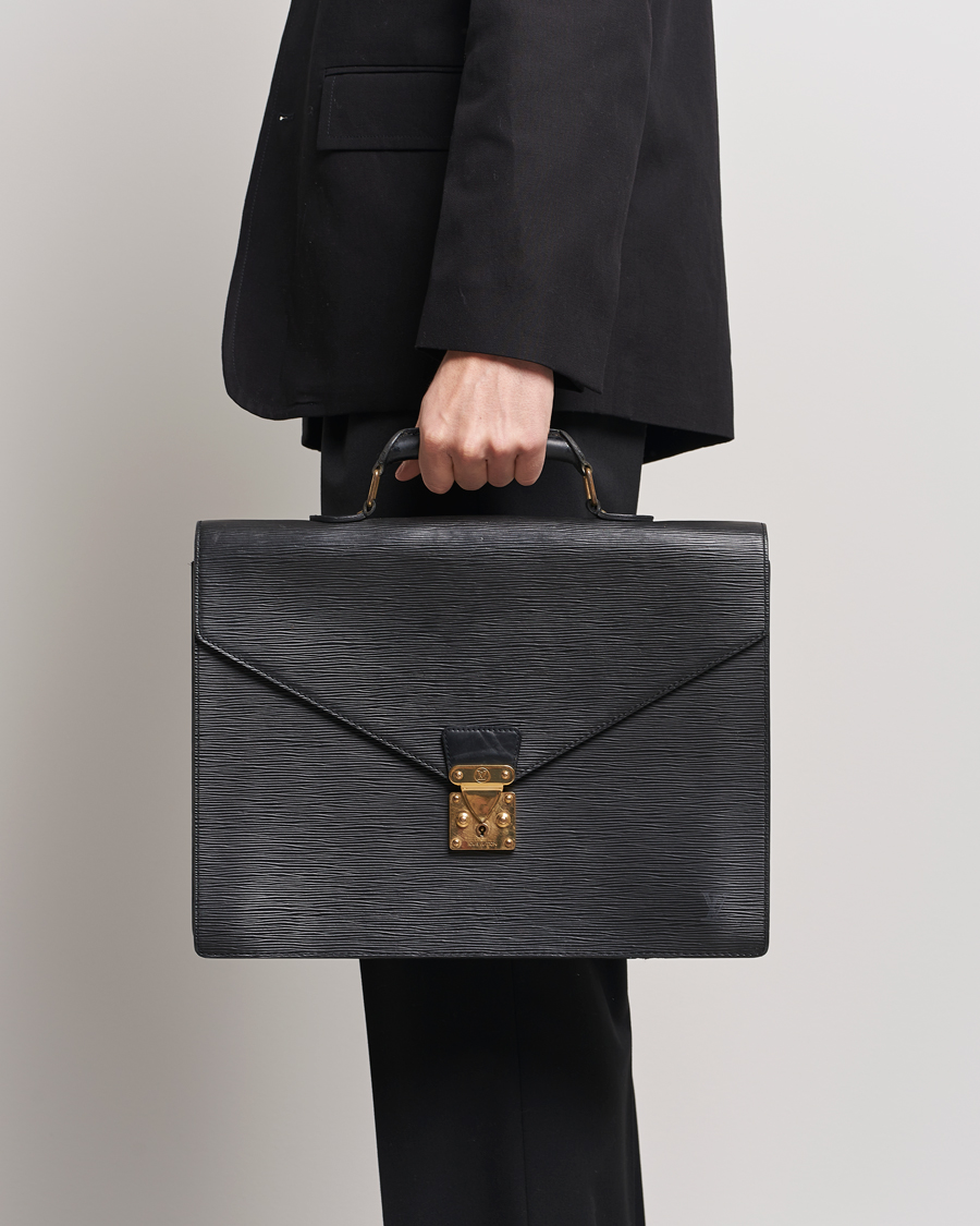 Uomini | Louis Vuitton Pre-Owned Serviette Ambassadeur Epi Leather Breifcase Black | Louis Vuitton Pre-Owned | Serviette Ambassadeur Epi Leather Breifcase Black
