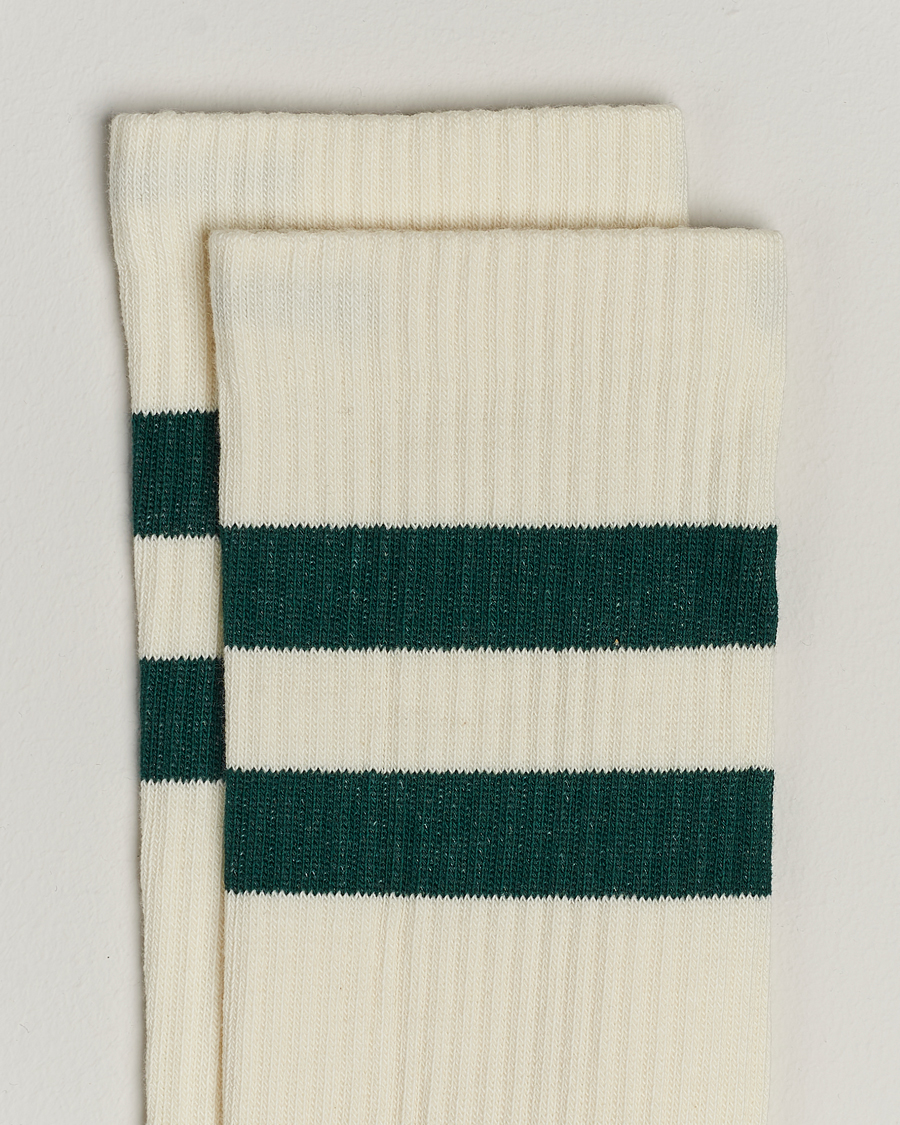 Uomini | Biancheria intima | Sweyd | Two Stripe Cotton Socks White/Green