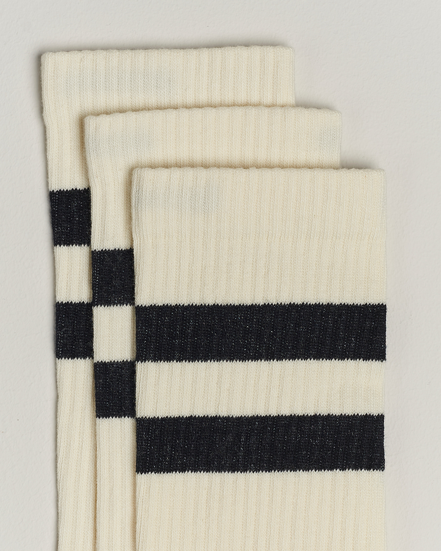 Uomini | Biancheria intima | Sweyd | 3-Pack Two Stripe Cotton Socks White/Black