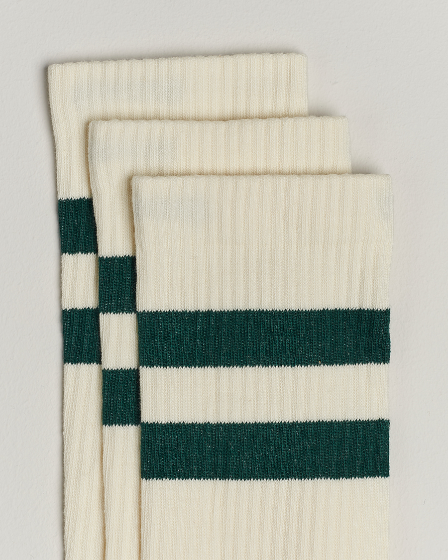 Uomini | Biancheria intima | Sweyd | 3-Pack Two Stripe Cotton Socks White/Green