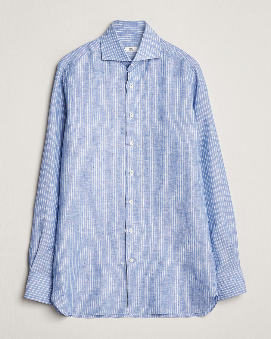 Uomini | Camicie | 100Hands | Striped Linen Shirt Navy