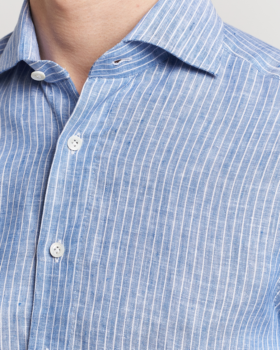 Uomini | Camicie | 100Hands | Striped Linen Shirt Navy