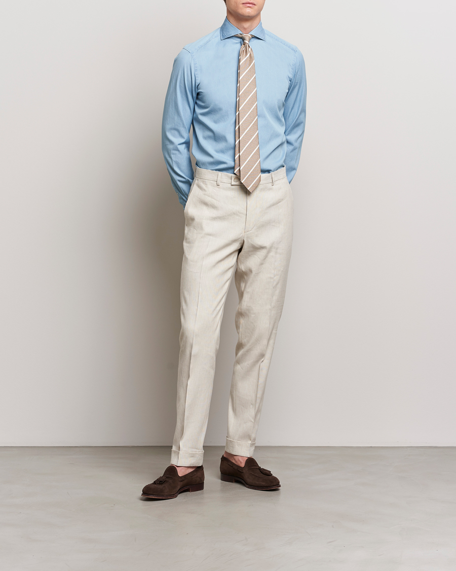 Uomini | Camicie | 100Hands | Ice Wash Denim Shirt Light Blue