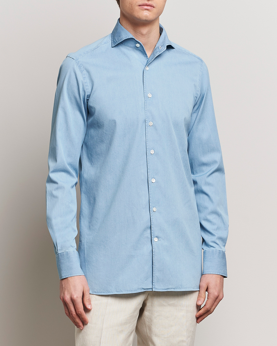 Uomini | Camicie | 100Hands | Ice Wash Denim Shirt Light Blue