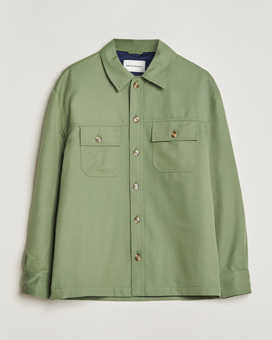 Uomini | Camicie | Drôle de Monsieur | Wool Overshirt Khaki