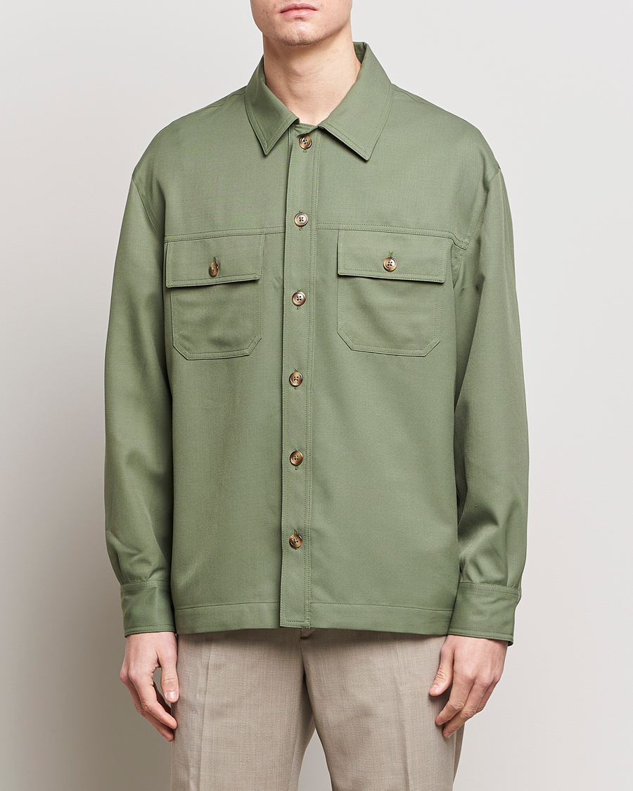 Uomini | Camicie | Drôle de Monsieur | Wool Overshirt Khaki