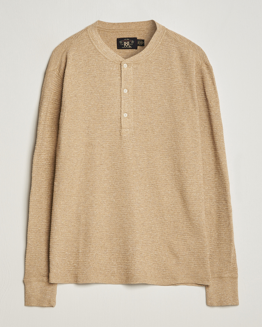 Uomini | Maglieria | RRL | Long Sleeve Henley Tan Heather