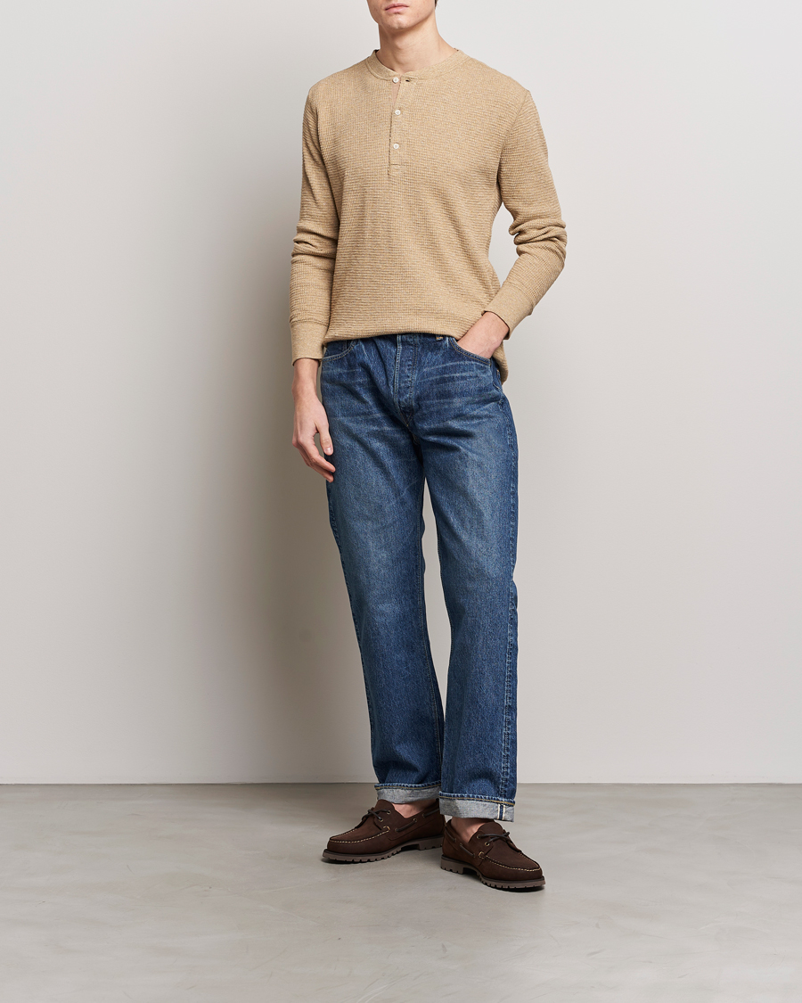 Uomini | Maglieria | RRL | Long Sleeve Henley Tan Heather