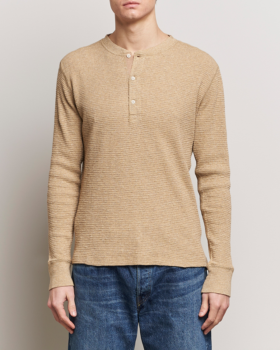 Uomini | Maglieria | RRL | Long Sleeve Henley Tan Heather