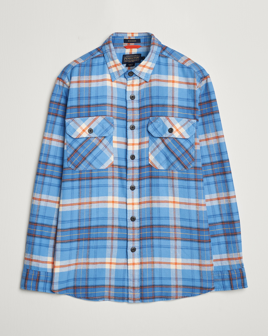 Uomini | Camicie | Pendleton | Burnside Flannel Shirt Blue/Red Plaid