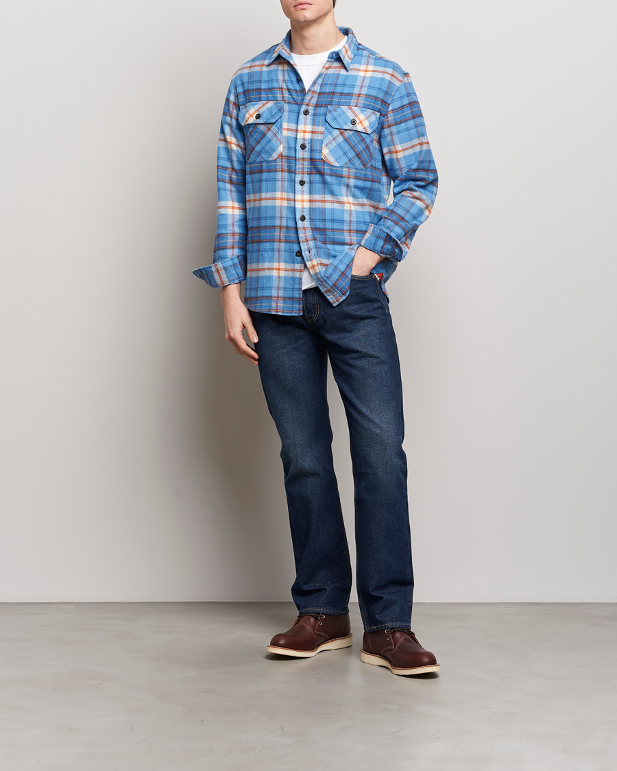 Uomini | Camicie | Pendleton | Burnside Flannel Shirt Blue/Red Plaid