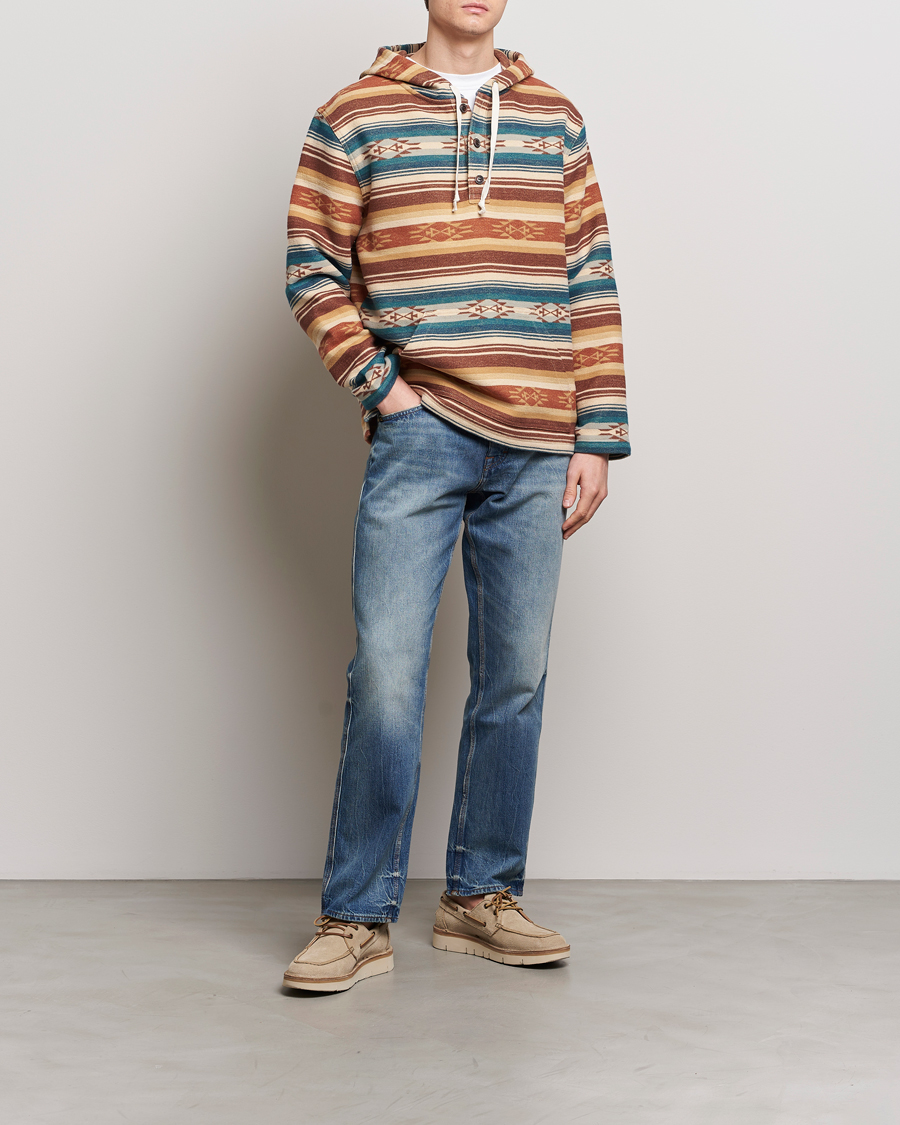 Uomini | Maglieria | Pendleton | Driftwood Hoody Azure/Brown Stripe