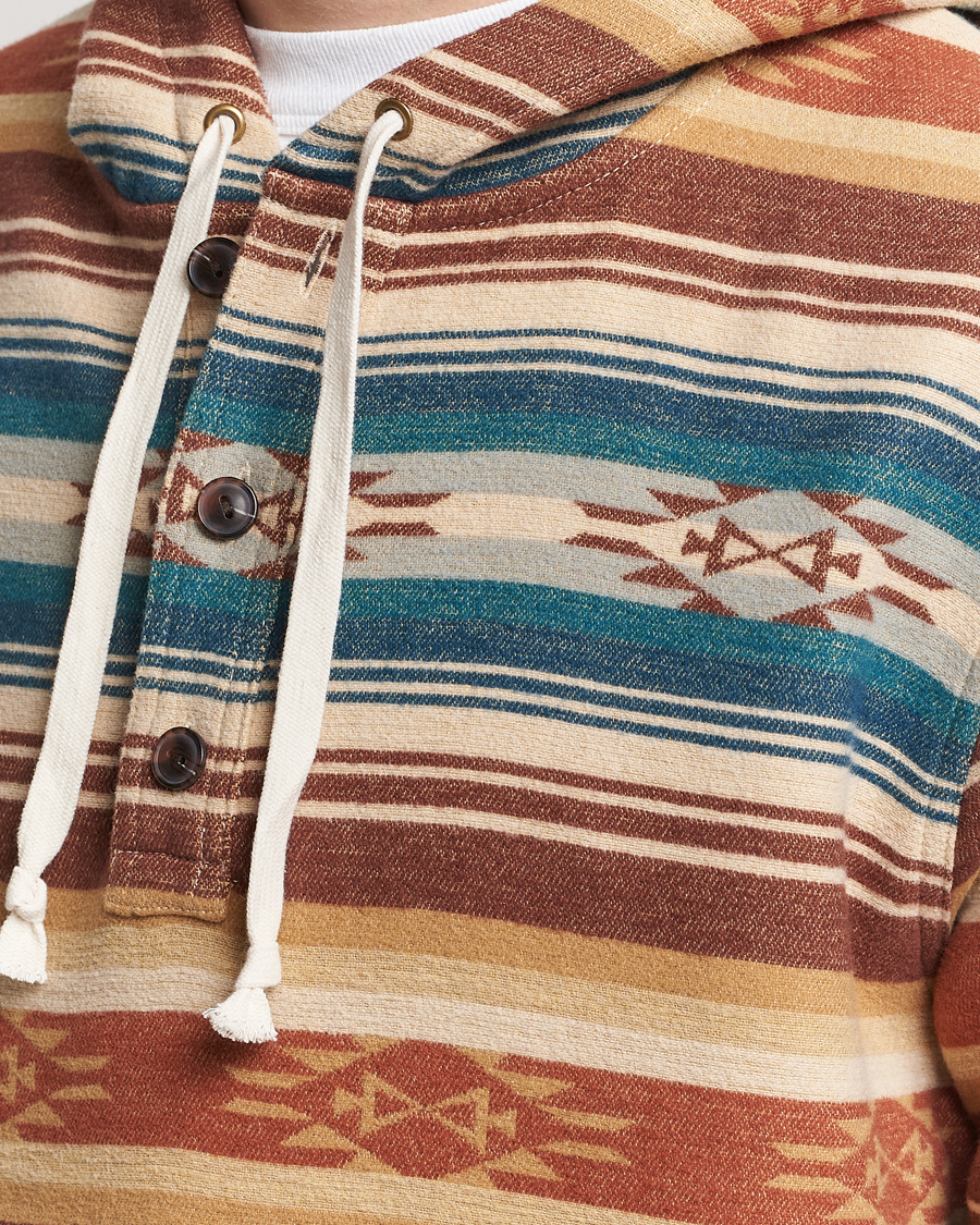 Uomini | Maglieria | Pendleton | Driftwood Hoody Azure/Brown Stripe
