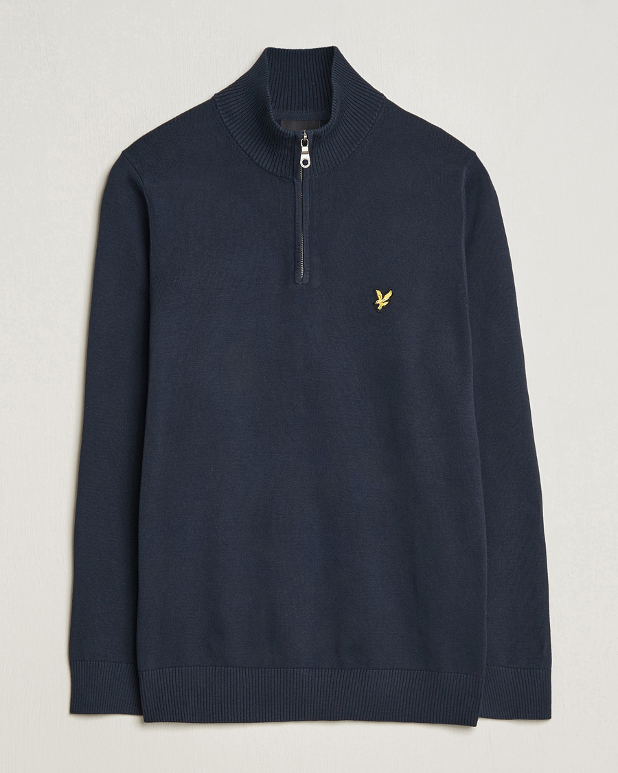 Uomini | Maglieria | Lyle & Scott | Cotton Knitted Half Zip Dark Navy