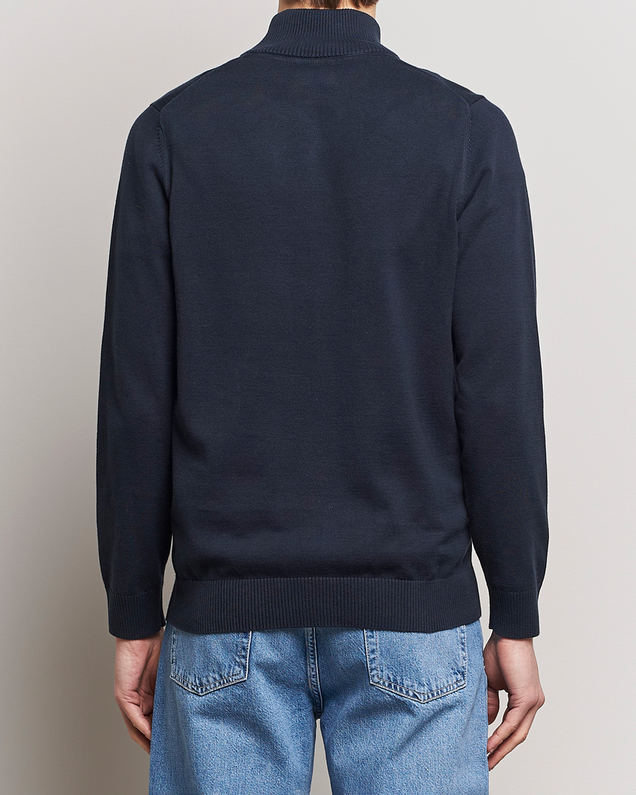 Uomini | Maglieria | Lyle & Scott | Cotton Knitted Half Zip Dark Navy