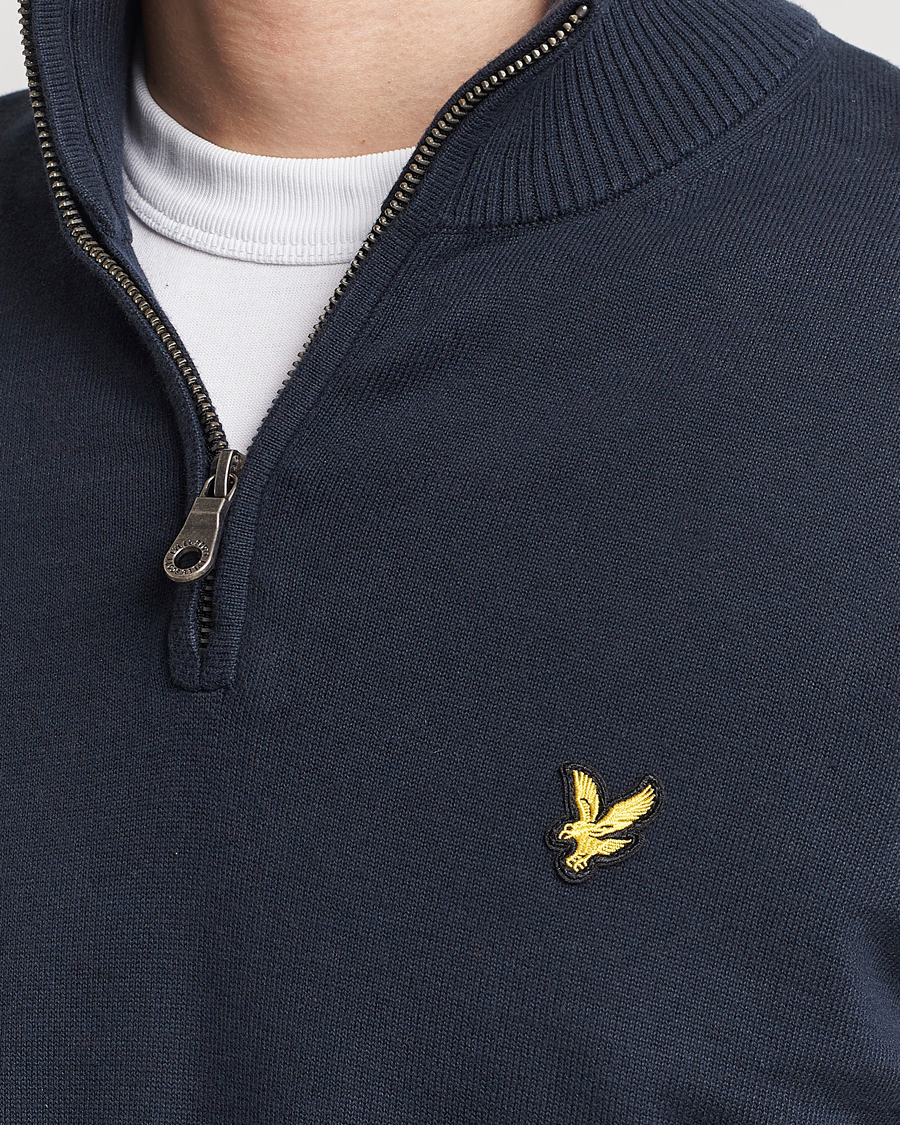 Uomini | Maglieria | Lyle & Scott | Cotton Knitted Half Zip Dark Navy