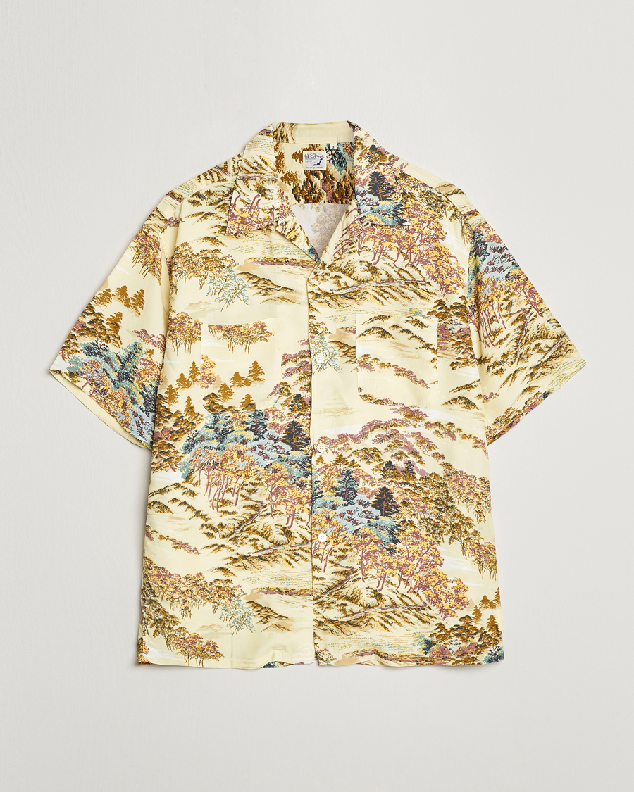 Uomini | Camicie | orSlow | Printed Rayon Camp Shirt Yellow