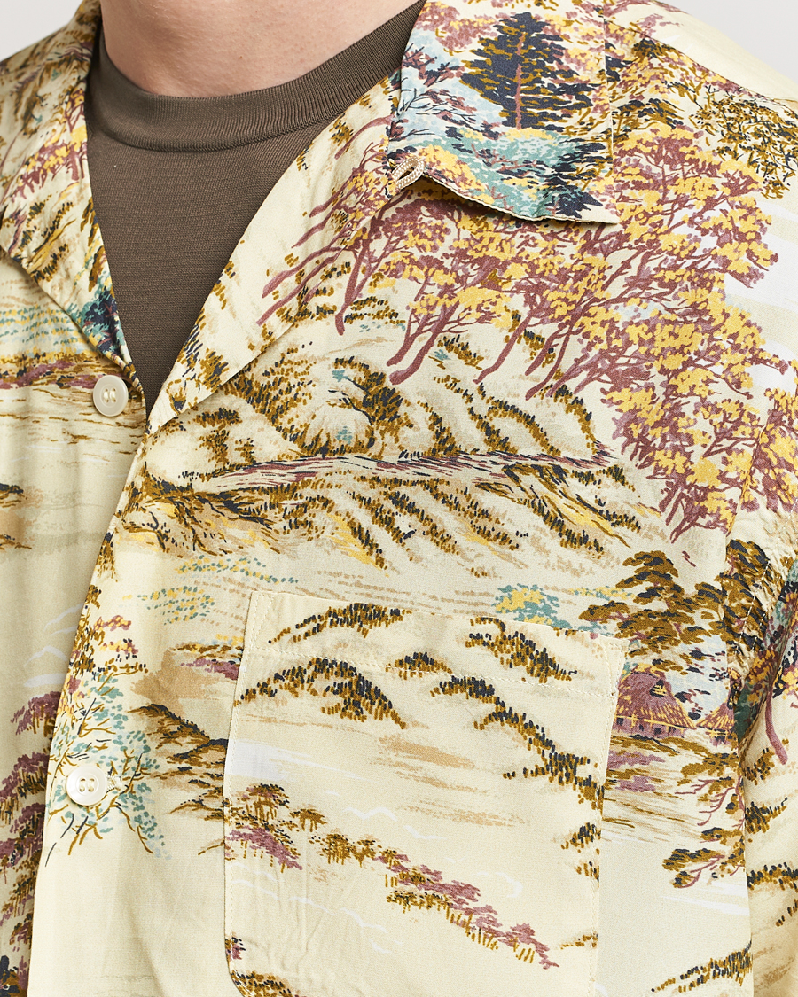Uomini | Camicie | orSlow | Printed Rayon Camp Shirt Yellow
