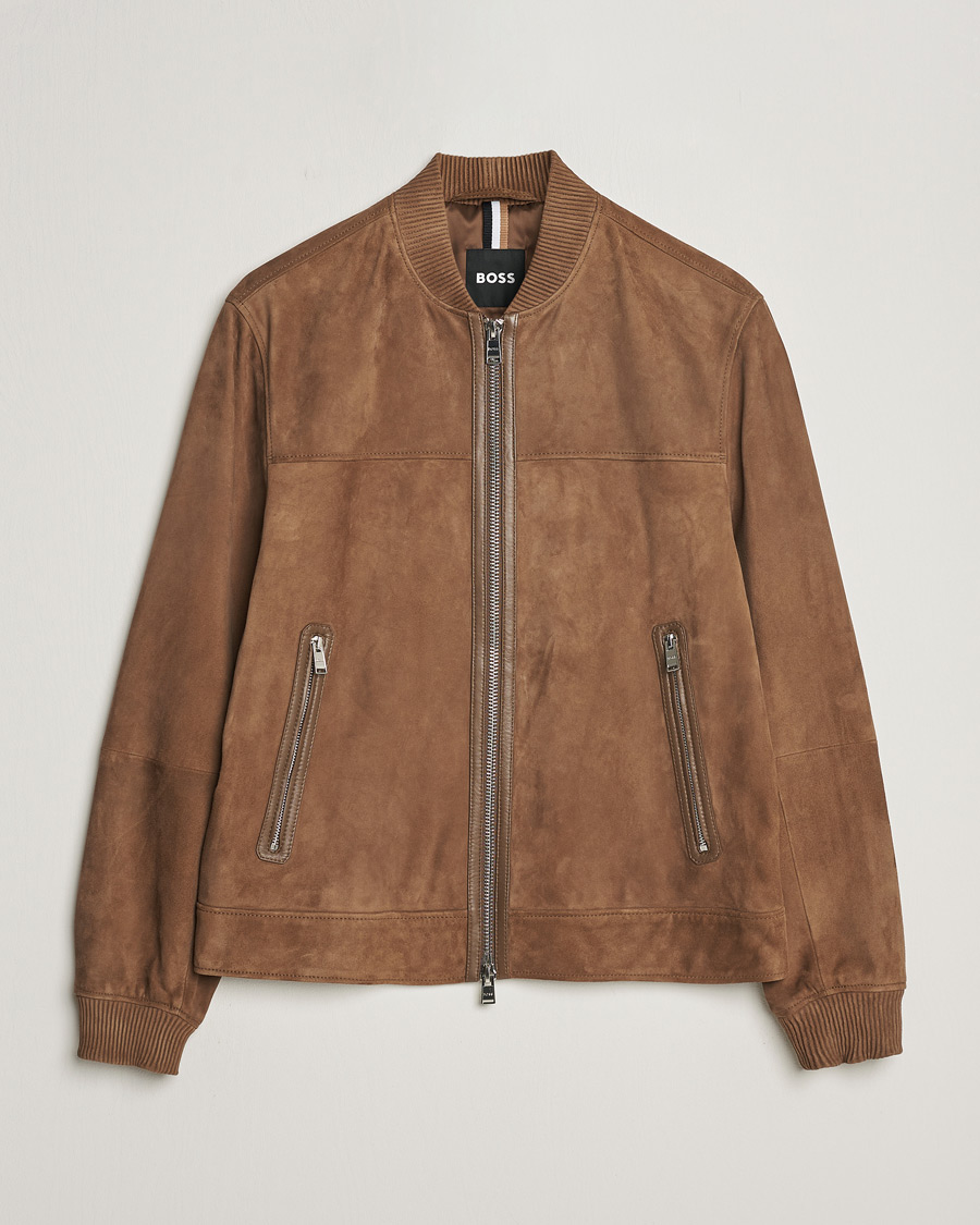 Uomini | Giacche | BOSS BLACK | Malbano Leather Jacket Open Brown