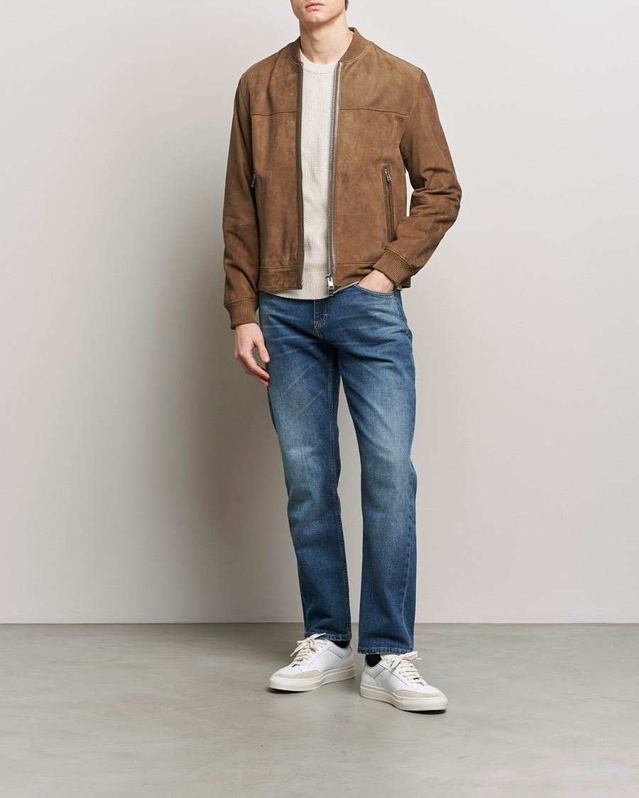 Uomini | Giacche | BOSS BLACK | Malbano Leather Jacket Open Brown