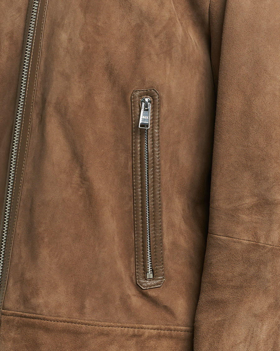 Uomini | Giacche | BOSS BLACK | Malbano Leather Jacket Open Brown