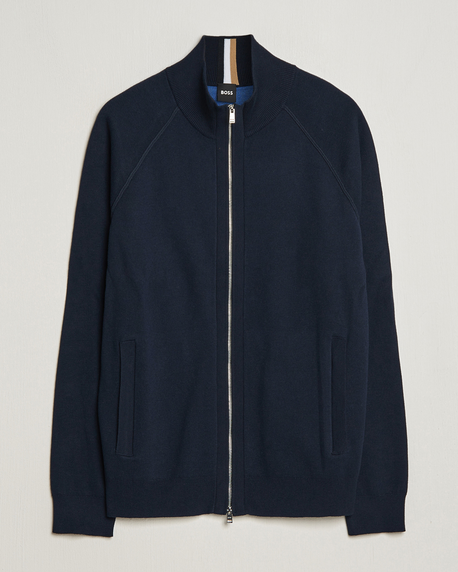Uomini | Maglieria | BOSS BLACK | Perrone Knitted Full-Zip Dark Blue