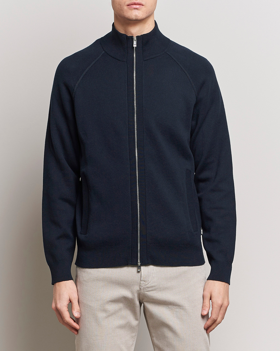 Uomini | Maglieria | BOSS BLACK | Perrone Knitted Full-Zip Dark Blue