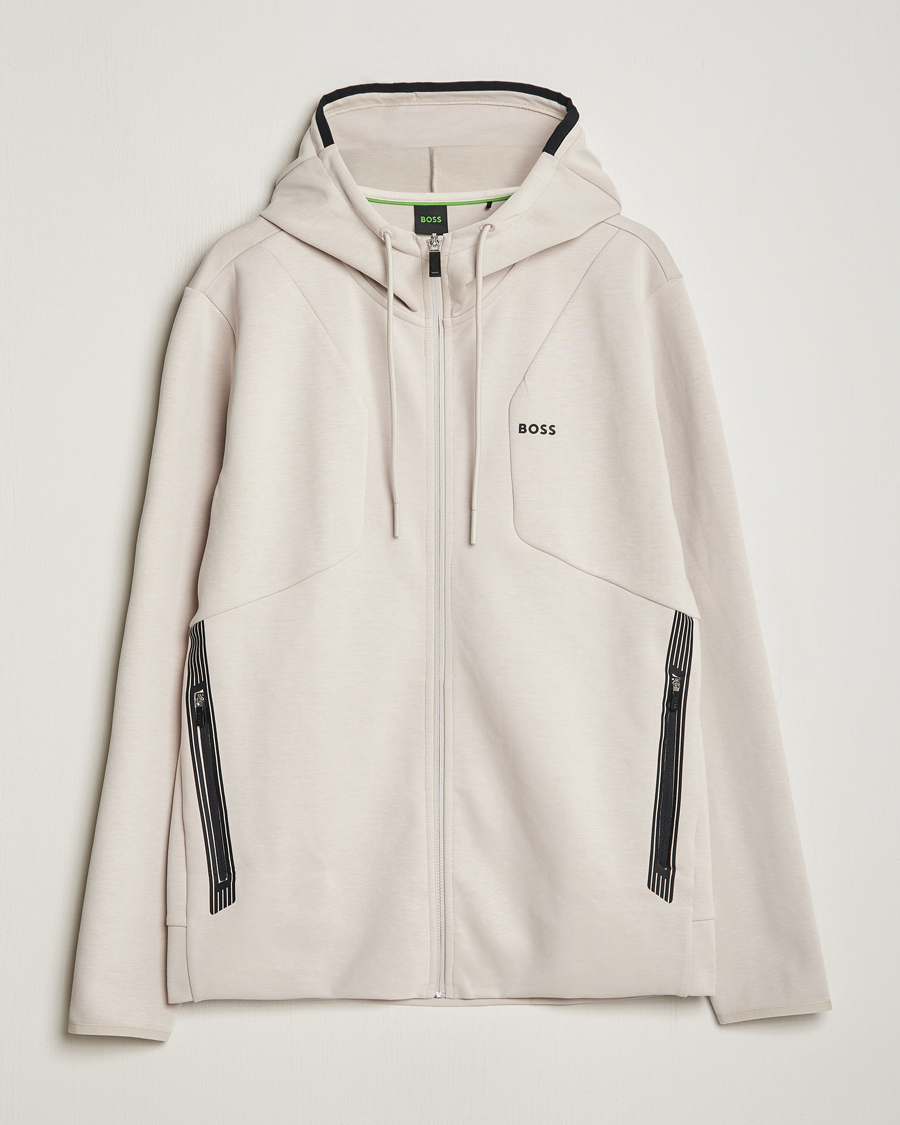 Uomini | Maglieria | BOSS GREEN | Saggy Full-Zip Hoodie Light Beige
