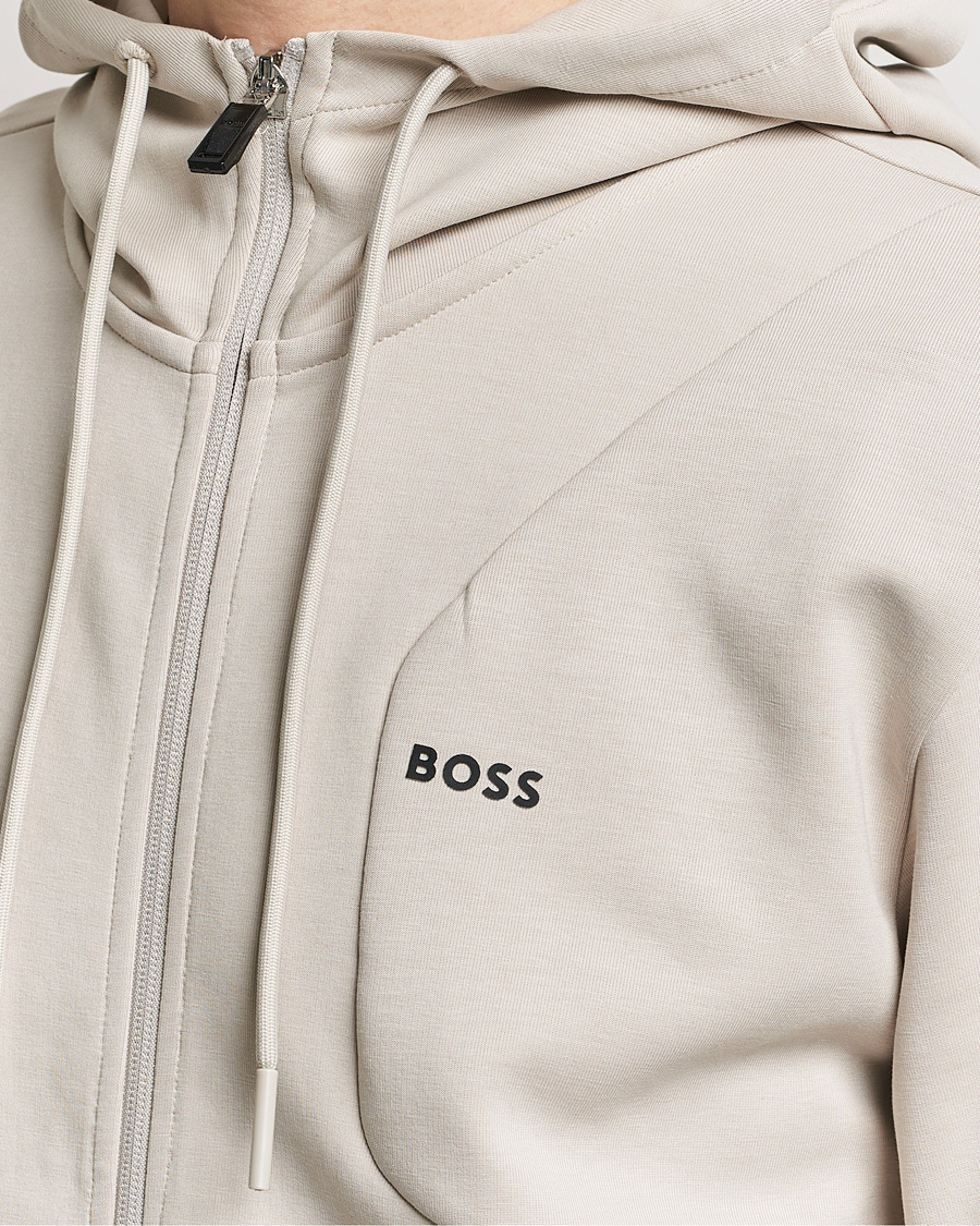 Uomini | Maglieria | BOSS GREEN | Saggy Full-Zip Hoodie Light Beige
