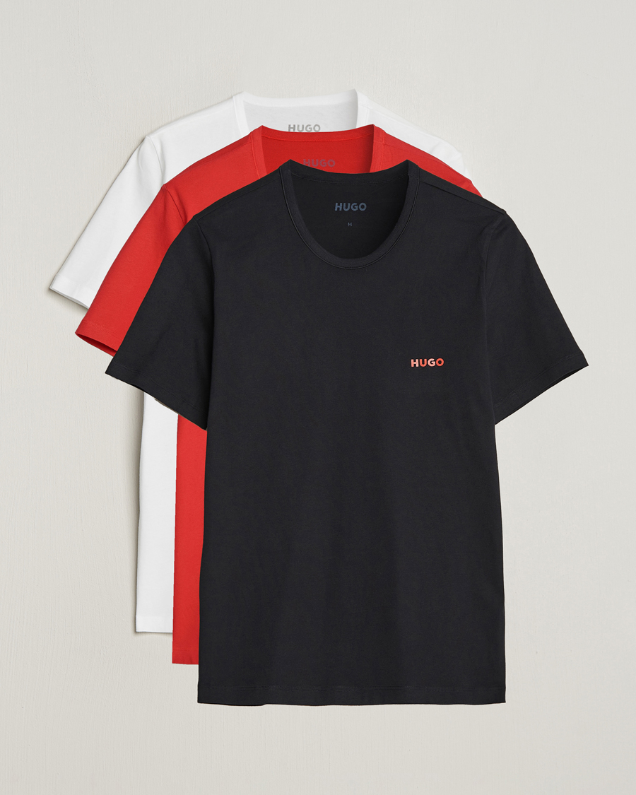 Uomini | T-shirt | HUGO | 3-Pack Logo Crew Neck T-Shirt Black/Red/White