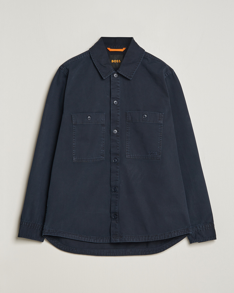 Uomini | Camicie | BOSS ORANGE | Locky Cotton Overshirt Dark Blue