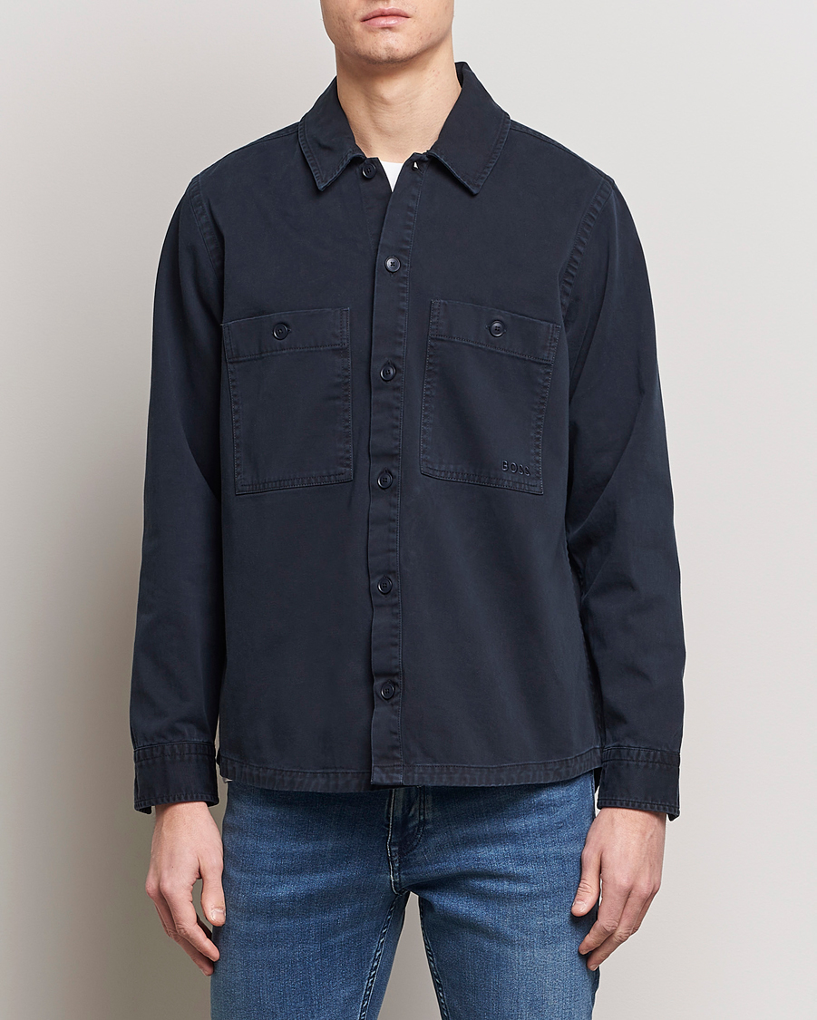 Uomini | Camicie | BOSS ORANGE | Locky Cotton Overshirt Dark Blue
