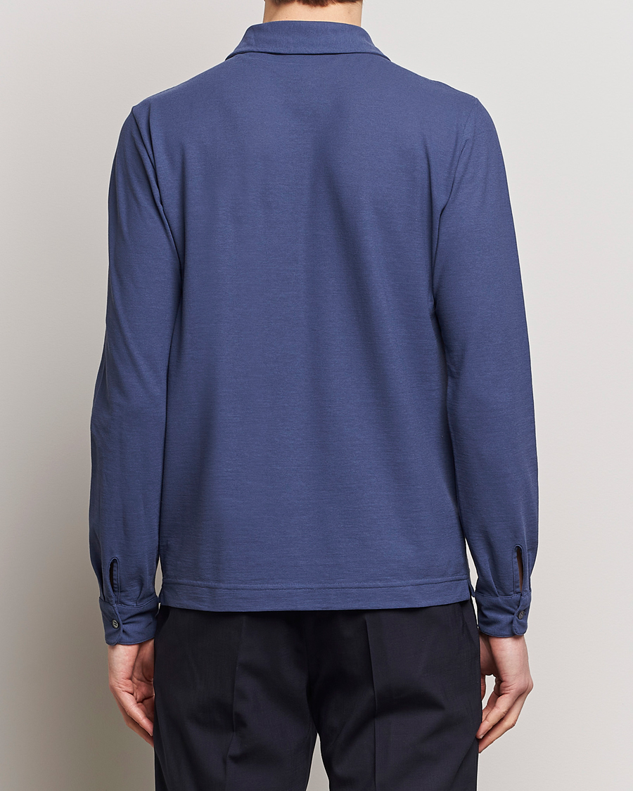 Uomini | Maglieria | Zanone | Ice Cotton Long Sleeve Polo Steel Blue