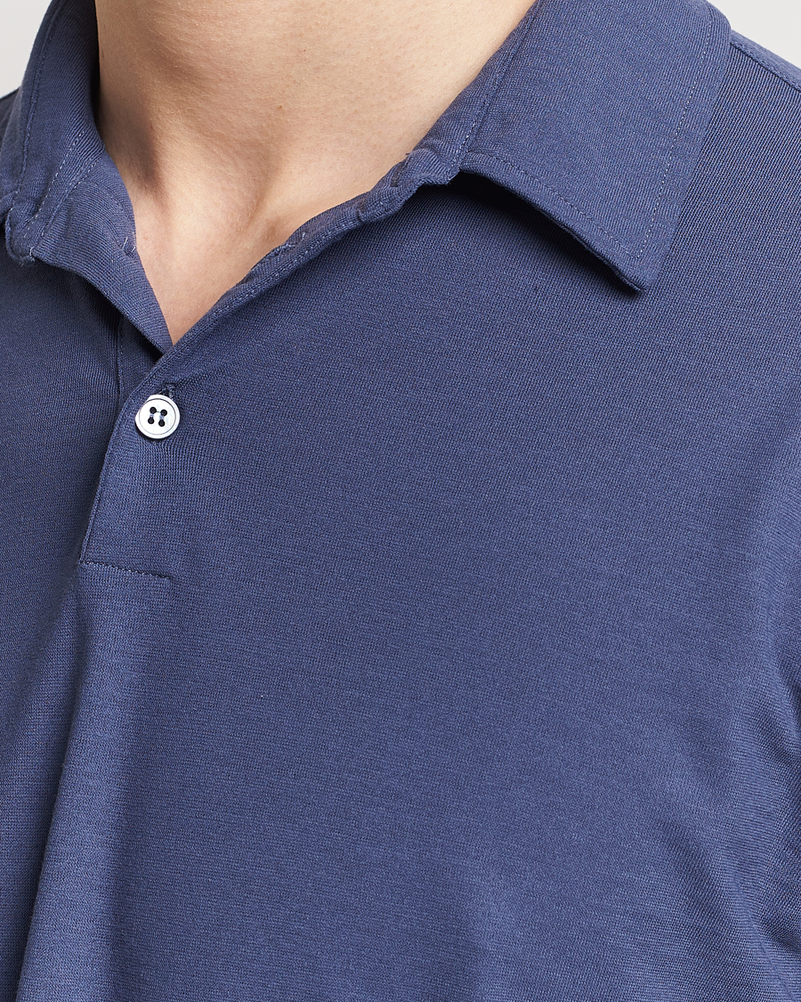 Uomini | Maglieria | Zanone | Ice Cotton Long Sleeve Polo Steel Blue