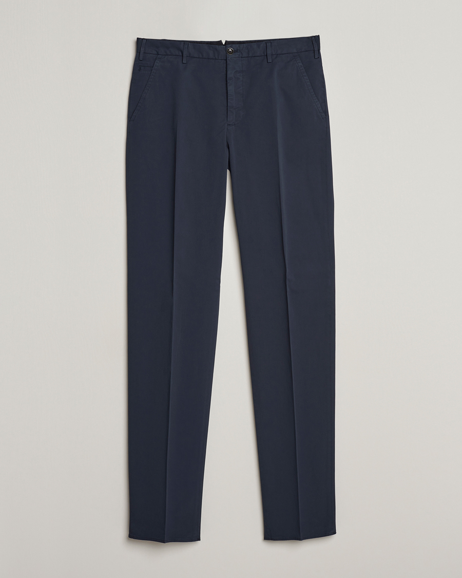 Uomini | Pantaloni | Incotex | Straight Fit Garment Dyed Chinos Navy