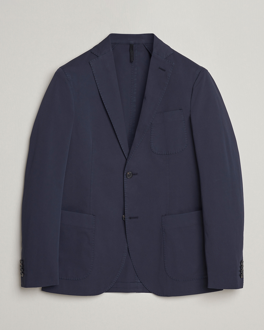 Uomini | Blazers | Incotex | Unconstructed Comfort Cotton Blazer Navy