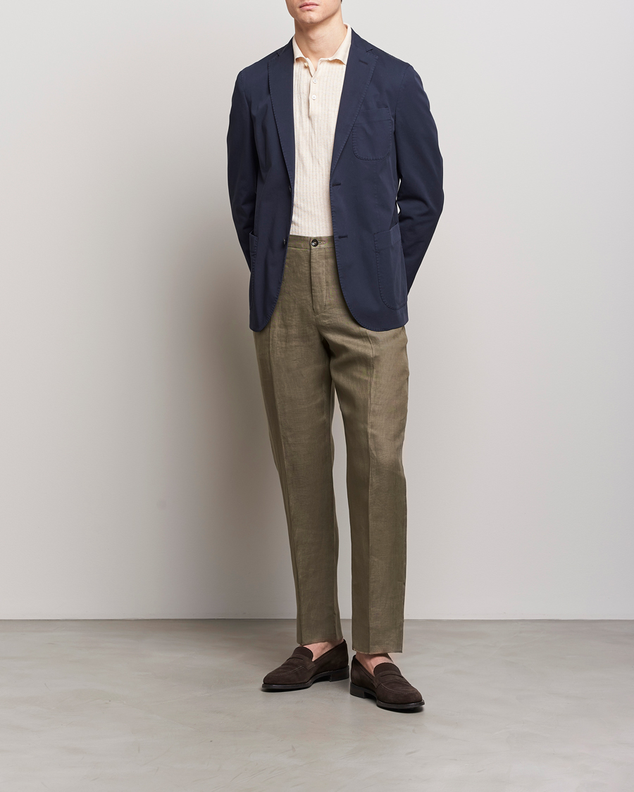 Uomini | Blazers | Incotex | Unconstructed Comfort Cotton Blazer Navy