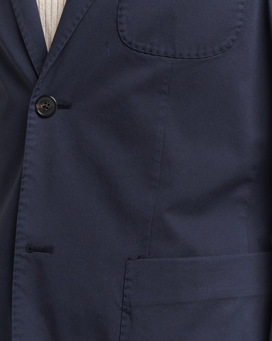 Uomini | Blazers | Incotex | Unconstructed Comfort Cotton Blazer Navy