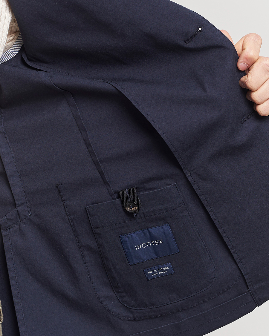 Uomini | Blazers | Incotex | Unconstructed Comfort Cotton Blazer Navy