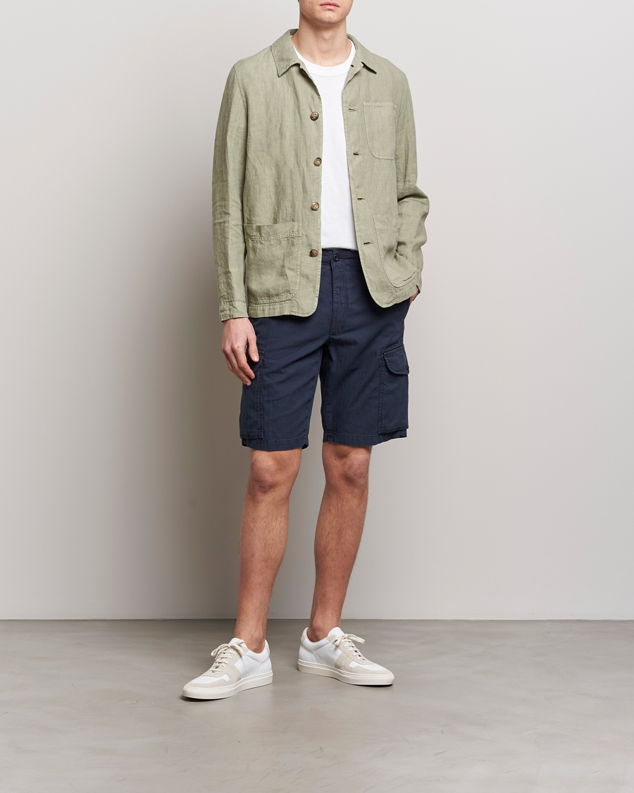 Uomini | Pantaloncini | Incotex | Cotton Cargo Shorts Navy